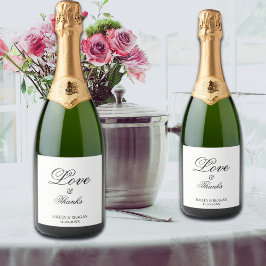 ミニマルな白と黒の結婚式 スパークリングワインラベル