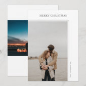ミニマルな白のモダン写真ホリデーカード シーズンカード (正面/裏面)