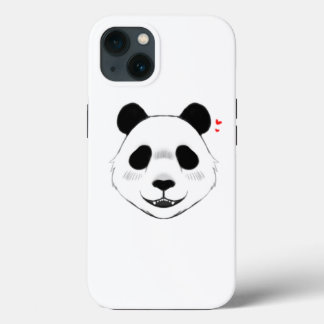 ミニマルな白の背景かわいいパンダデザイン iPhone 13ケース
