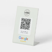 ミニマルな白のGoogleレビューQRコードロゴ 台座サイン (正面)