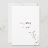 ミニマルな白ピンクの茶色の花の結婚スケッチ 招待状 (裏面)