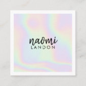 ミニマルな白ホログラフィックユニコーンシンプルモダン スクエア名刺 (正面)