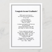 ミニマルな白黒おめでとう卒業 案内状 (裏面)