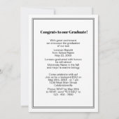 ミニマルな白黒おめでとう卒業 案内状 (裏面)