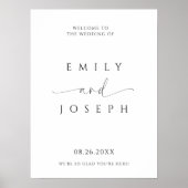 ミニマルな白黒のスクリプ結婚トの歓迎 ポスター (正面)