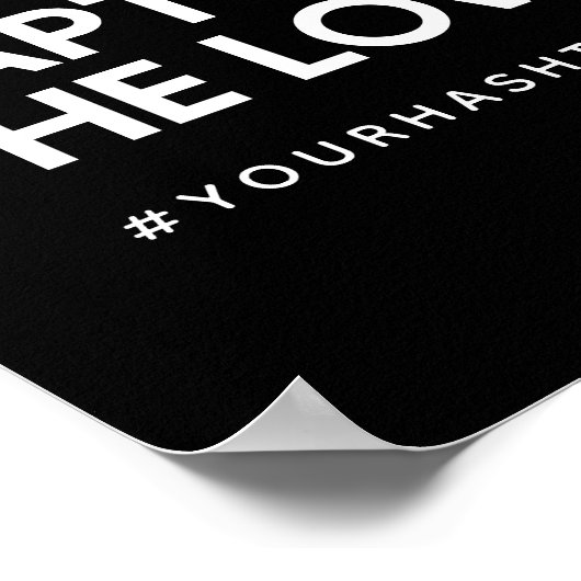 ミニマルな白黒のハシュタ結婚グのサイン ポスター (角)