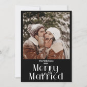 ミニマルな白黒の写真メリーと結婚した シーズンカード (正面)