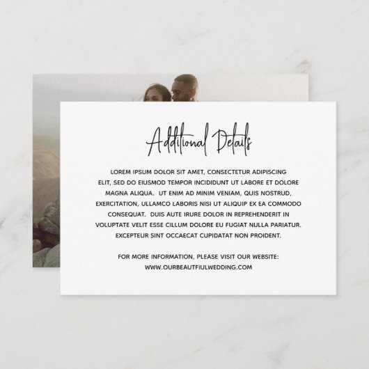 ミニマルな白黒の写真モダンの結婚数 エンクロージャーカード (正面/裏面)