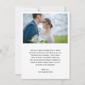 ミニマルな白黒の写真モダンの結婚数 サンキューカード (裏面)