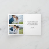 ミニマルな白黒の写真モダンの結婚数 サンキューカード (内部)