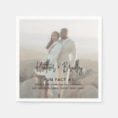 ミニマルな白黒の写真モダンの結婚数 スタンダードカクテルナプキン (正面)