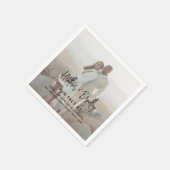 ミニマルな白黒の写真モダンの結婚数 スタンダードカクテルナプキン (角)