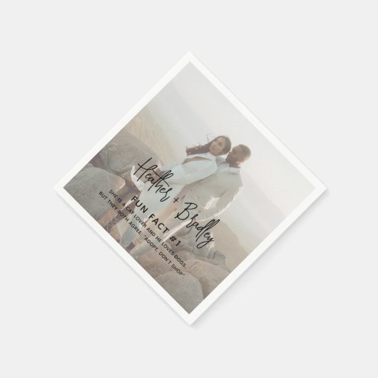 ミニマルな白黒の写真モダンの結婚数 スタンダードカクテルナプキン (角)