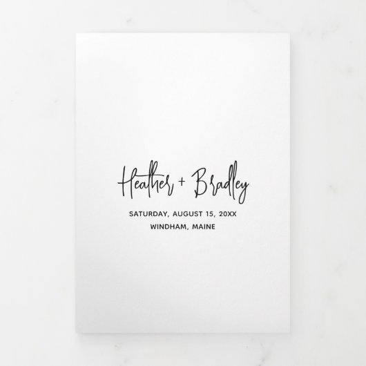 ミニマルな白黒の写真モダンの結婚数 三つ折り招待状 (カバー)