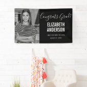 ミニマルな白黒の写真卒業写真 横断幕 (インサイチュ)