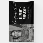 ミニマルな白黒の写真卒業写真 横断幕 (縦)