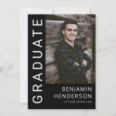 ミニマルな白黒の写真卒業 案内状 (正面)