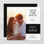 ミニマルな白黒の写真日付を保存 セーブザデート (正面/裏面)