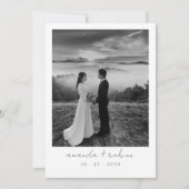 ミニマルな白黒の写結婚真 招待状 (正面)