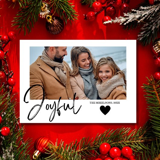 ミニマルな白黒の喜ばしい写真クリスマス シーズンカード