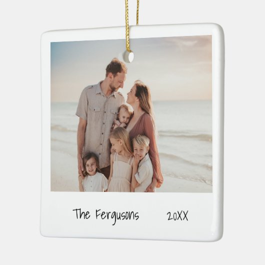 ミニマルな白黒の家族写真 セラミックオーナメント (左)