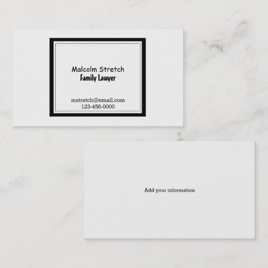 ミニマルな白黒の家族弁護士 名刺 (正面/裏面)
