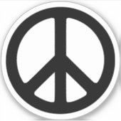 ミニマルな白黒の平和シンボルサークル シール (正面)