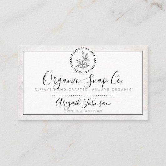 ミニマルな白黒の手描き職人 名刺 (正面)