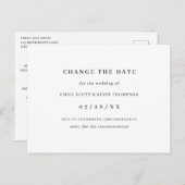 ミニマルな白黒の日付の変更 案内ポストカード (正面/裏面)