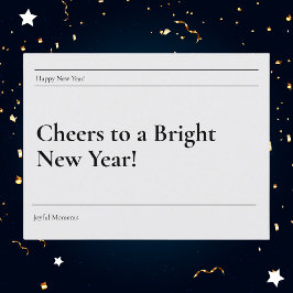 ミニマルな白黒の明るい新年 シーズンポストカード