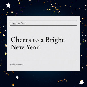 ミニマルな白黒の明るい新年 シーズンポストカード