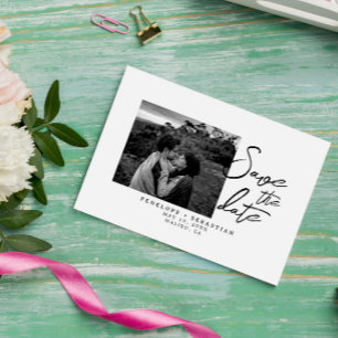 ミニマルな白黒の書道写真結婚の セーブザデート