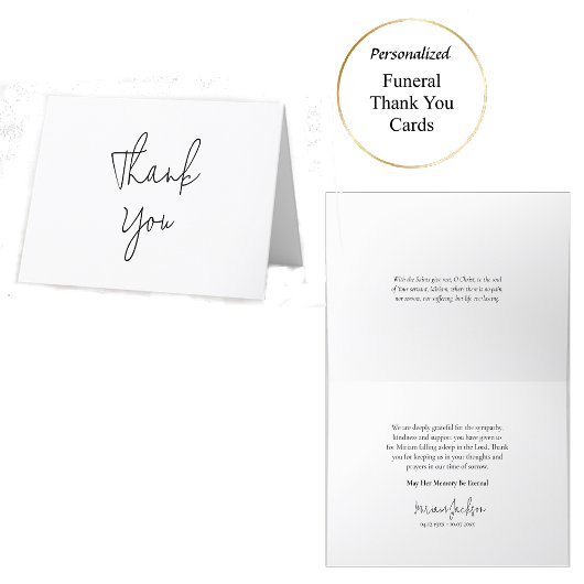 ミニマルな白黒の正教会の葬儀 サンキューカード