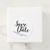 ミニマルな白黒の結婚式の日付を保存 フェイバータグ (インサイチュ)