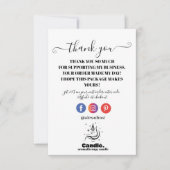 ミニマルな白黒ろうそく サンキューカード (正面)