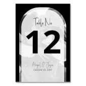 💍ミニマルな白黒アーチ写真結婚の テーブルナンバー (裏面)