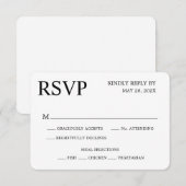 ミニマルな白黒ウェディングRSVP 出欠カード (正面/裏面)