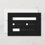 ミニマルな白黒エレガントな結婚式 出欠カード (裏面)