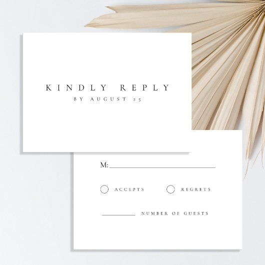 ミニマルな白黒エレガントな結婚式 出欠カード
