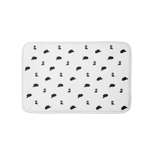 ミニマルな白黒カウボーイロデオパターン バスマット (正面)