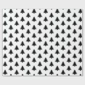 ミニマルな白黒クリスマスツリー ラッピングペーパー (フラット)