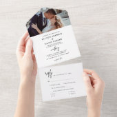 ミニマルな白黒シンプルの結婚写真 オールインワン招待状 (貼ってはがせる)