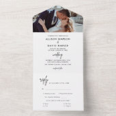 ミニマルな白黒シンプルの結婚写真 オールインワン招待状 (内側)