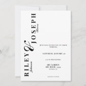 ミニマルな白黒シンプルの結婚写真 招待状 (正面)