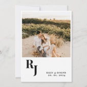 ミニマルな白黒シンプルの結婚写真 招待状 (裏面)