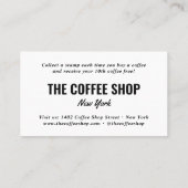 ミニマルな白黒シンプルコーヒーカはっきりしたーショップ ロイヤリティカード (裏面)