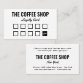 ミニマルな白黒シンプルコーヒーカはっきりしたーショップ ロイヤリティカード (正面/裏面)