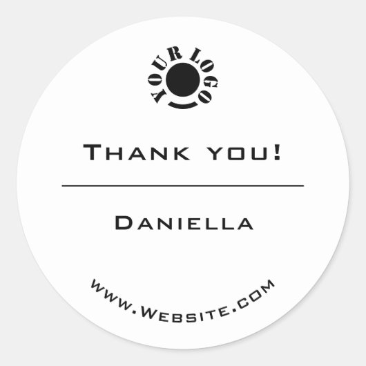 ミニマルな白黒シンプルロゴ ラウンドシール (正面)