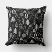 ミニマルな白黒チョーククリスマスツリー クッション (正面)