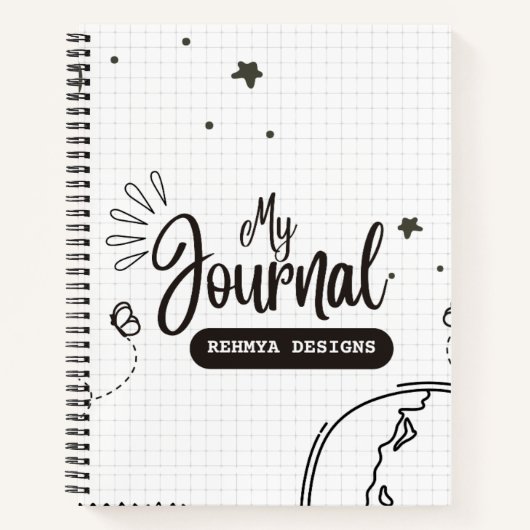 「ミニマルな白黒ノートブックカバーデザイン」 ノートブック (正面)